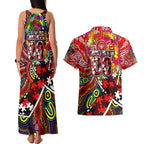 Autism Awareness Australia Essendon Bombers Couples Matching Tank Maxi Dress and Hawaiian Shirt Aboriginal Indigenous Art