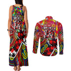 Autism Awareness Australia Essendon Bombers Couples Matching Tank Maxi Dress and Long Sleeve Button Shirt Aboriginal Indigenous Art