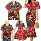 Autism Awareness Australia Essendon Bombers Family Matching Mermaid Dress and Hawaiian Shirt Aboriginal Indigenous Art