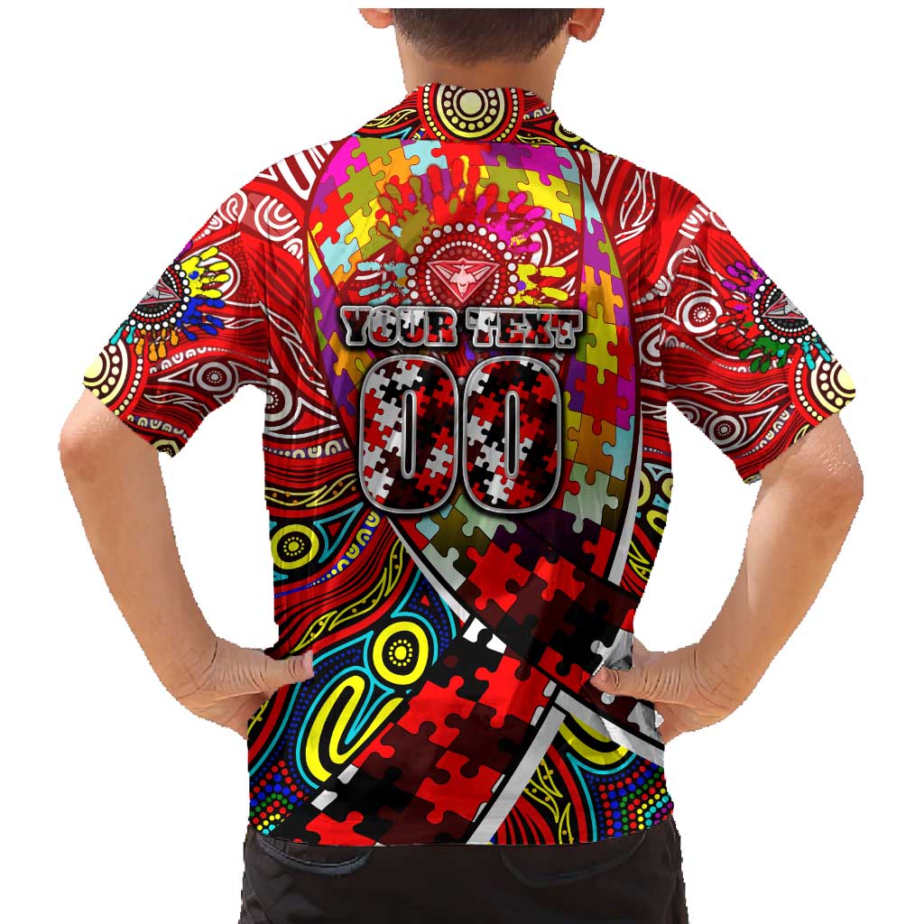 Autism Awareness Australia Essendon Bombers Family Matching Mermaid Dress and Hawaiian Shirt Aboriginal Indigenous Art