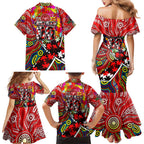 Autism Awareness Australia Essendon Bombers Family Matching Mermaid Dress and Hawaiian Shirt Aboriginal Indigenous Art