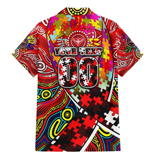 Autism Awareness Australia Essendon Bombers Family Matching Mermaid Dress and Hawaiian Shirt Aboriginal Indigenous Art