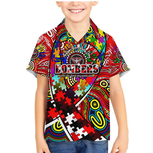 Autism Awareness Australia Essendon Bombers Family Matching Mermaid Dress and Hawaiian Shirt Aboriginal Indigenous Art
