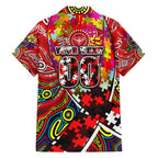 Autism Awareness Australia Essendon Bombers Family Matching Off The Shoulder Long Sleeve Dress and Hawaiian Shirt Aboriginal Indigenous Art