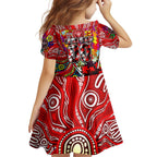 Autism Awareness Australia Essendon Bombers Family Matching Off Shoulder Short Dress and Hawaiian Shirt Aboriginal Indigenous Art