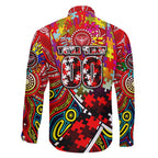 Autism Awareness Australia Essendon Bombers Family Matching Off Shoulder Short Dress and Hawaiian Shirt Aboriginal Indigenous Art
