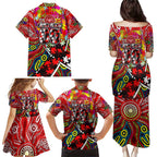 Autism Awareness Australia Essendon Bombers Family Matching Puletasi and Hawaiian Shirt Aboriginal Indigenous Art