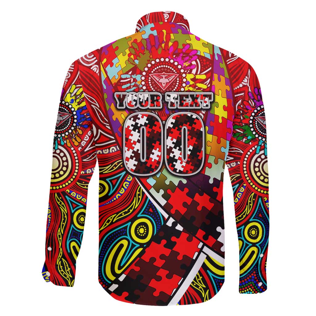 Autism Awareness Australia Essendon Bombers Family Matching Summer Maxi Dress and Hawaiian Shirt Aboriginal Indigenous Art