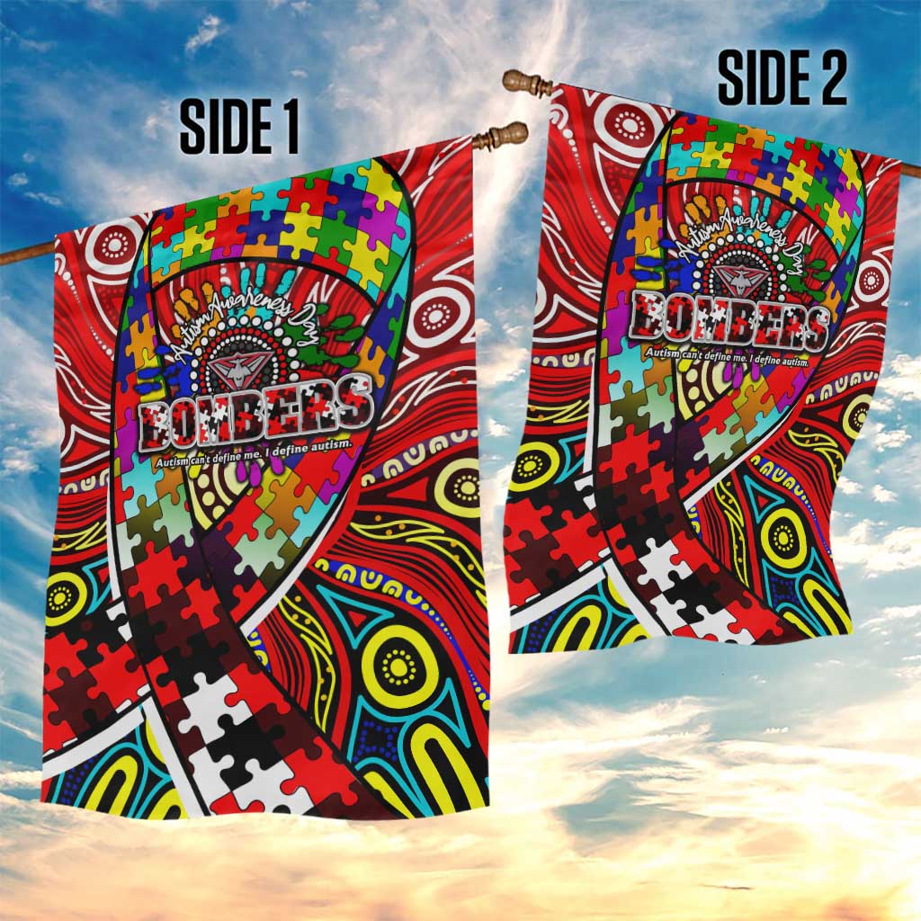 Autism Awareness Australia Essendon Bombers Garden Flag Aboriginal Indigenous Art