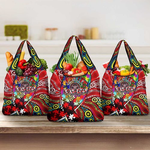 Autism Awareness Australia Essendon Bombers Grocery Bag Aboriginal Indigenous Art