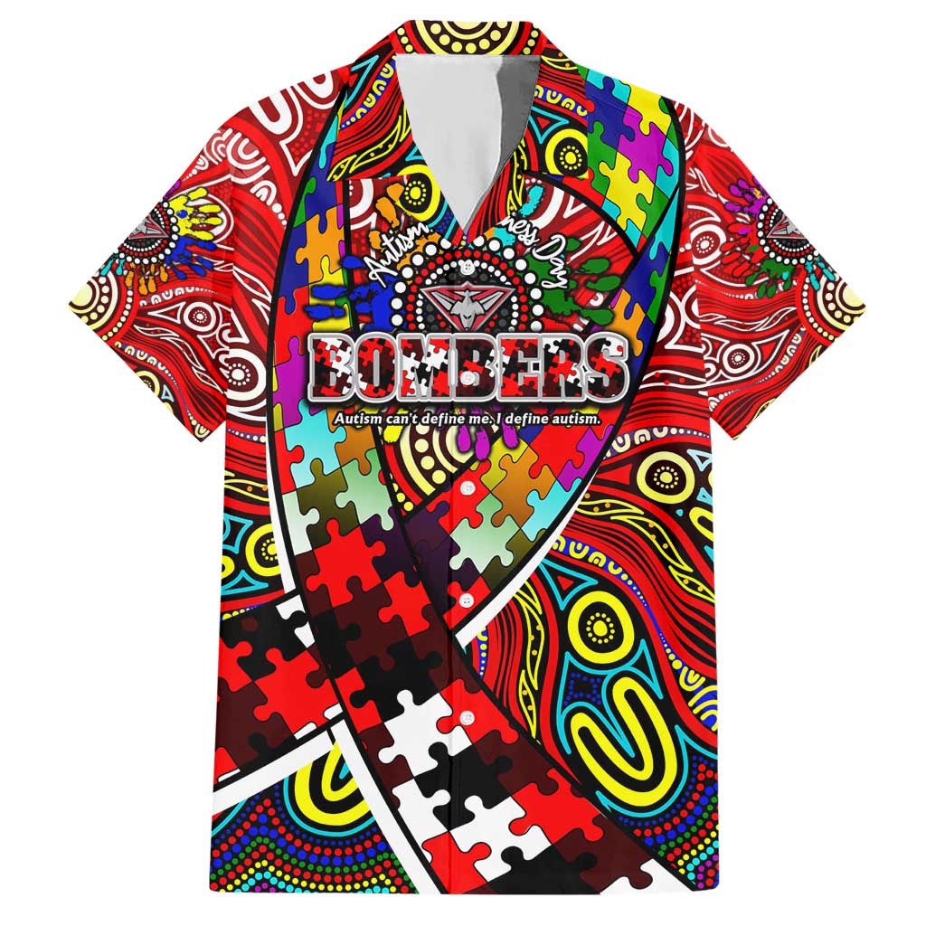 Autism Awareness Australia Essendon Bombers Hawaiian Shirt Aboriginal Indigenous Art