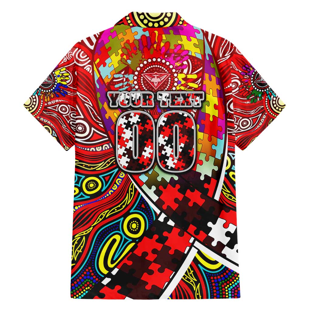 Autism Awareness Australia Essendon Bombers Hawaiian Shirt Aboriginal Indigenous Art