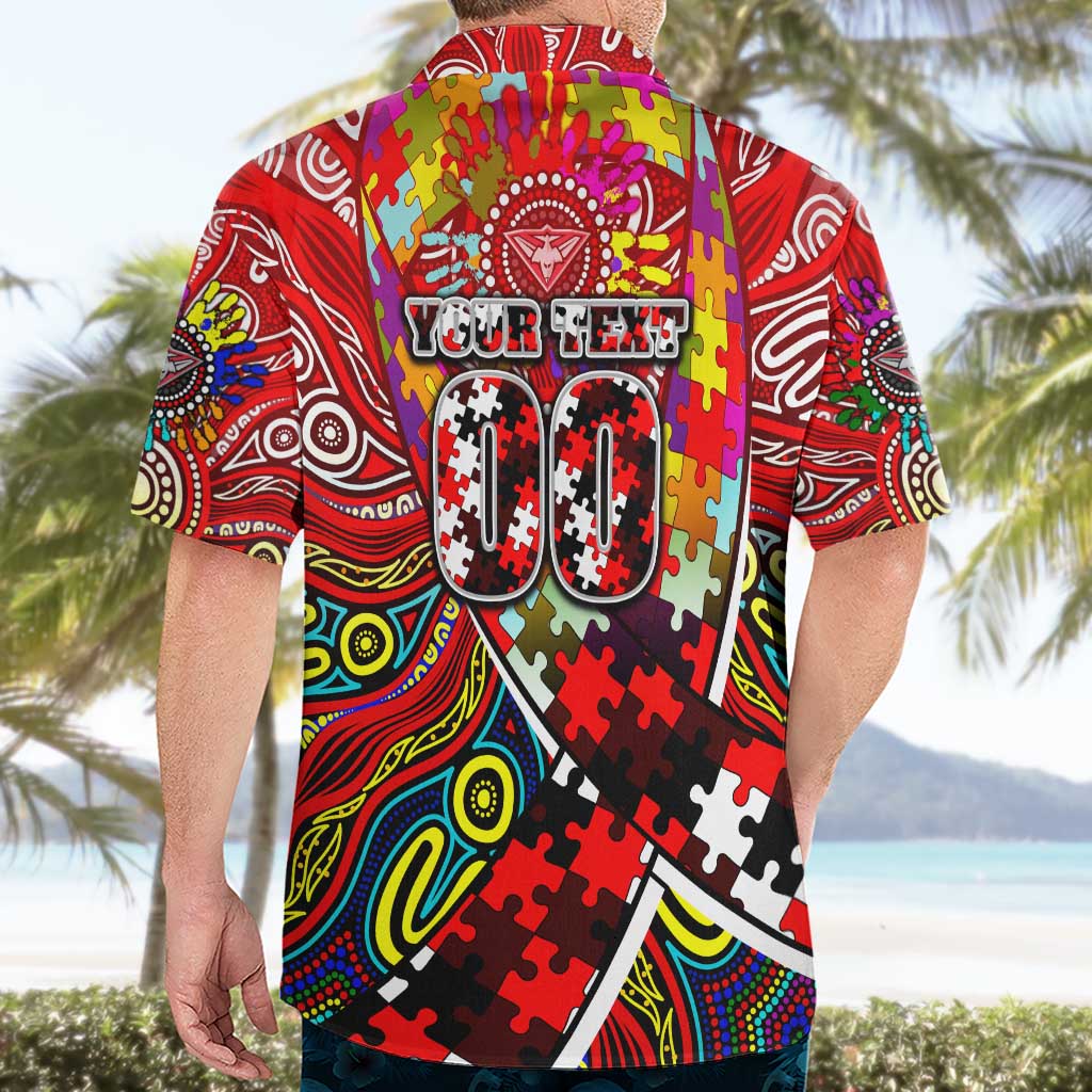 Autism Awareness Australia Essendon Bombers Hawaiian Shirt Aboriginal Indigenous Art