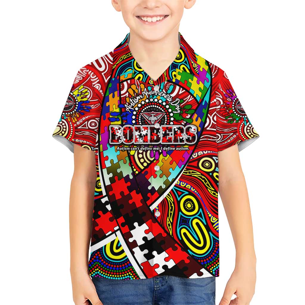 Autism Awareness Australia Essendon Bombers Hawaiian Shirt Aboriginal Indigenous Art