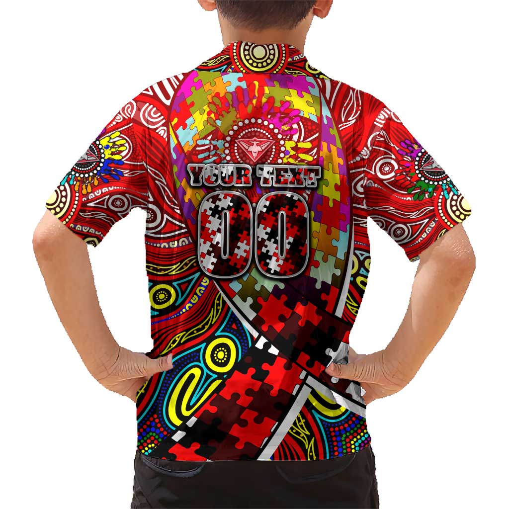 Autism Awareness Australia Essendon Bombers Hawaiian Shirt Aboriginal Indigenous Art