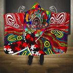 Autism Awareness Australia Essendon Bombers Hooded Blanket Aboriginal Indigenous Art