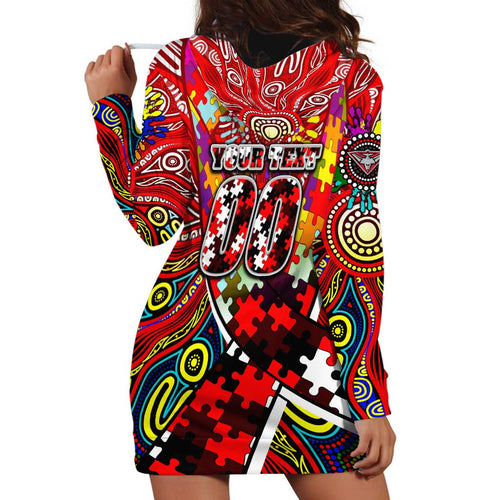 Autism Awareness Australia Essendon Bombers Hoodie Dress Aboriginal Indigenous Art