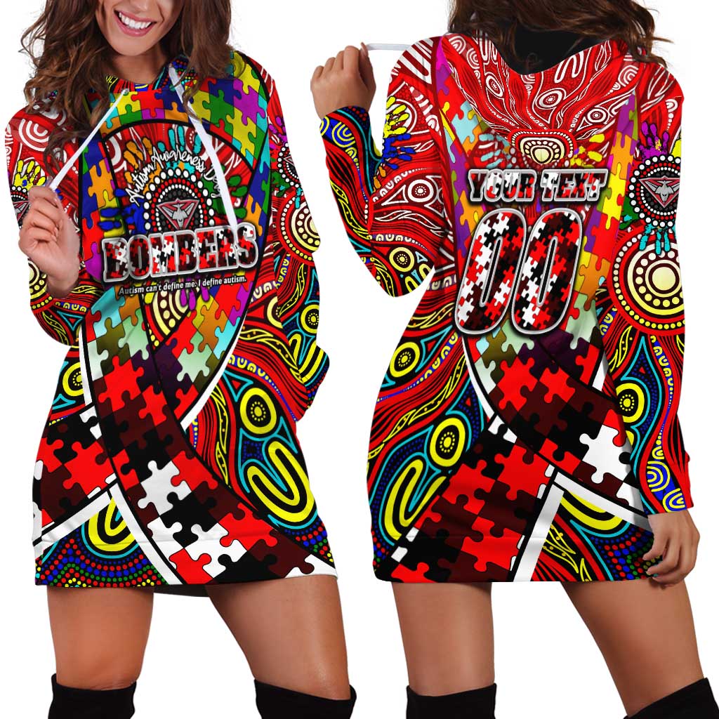 Autism Awareness Australia Essendon Bombers Hoodie Dress Aboriginal Indigenous Art