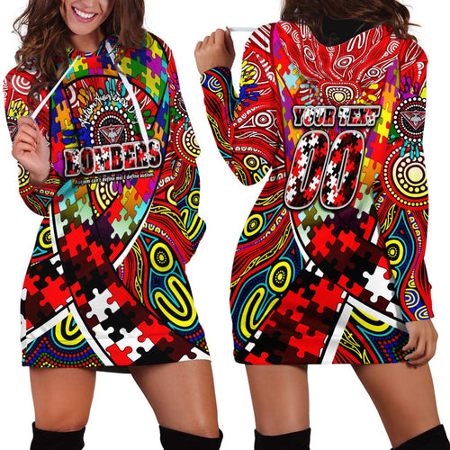 Autism Awareness Australia Essendon Bombers Hoodie Dress Aboriginal Indigenous Art
