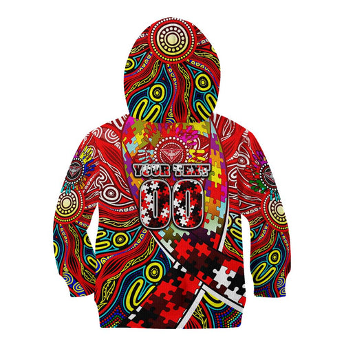 Autism Awareness Australia Essendon Bombers Kid Hoodie Aboriginal Indigenous Art