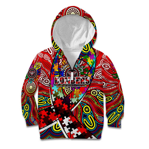 Autism Awareness Australia Essendon Bombers Kid Hoodie Aboriginal Indigenous Art