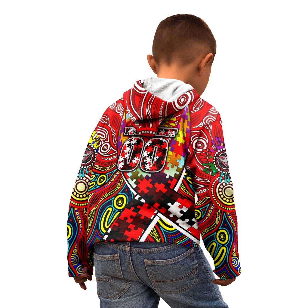 Autism Awareness Australia Essendon Bombers Kid Hoodie Aboriginal Indigenous Art