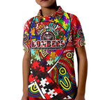 Autism Awareness Australia Essendon Bombers Kid Polo Shirt Aboriginal Indigenous Art
