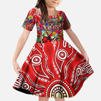 Autism Awareness Australia Essendon Bombers Kid Short Sleeve Dress Aboriginal Indigenous Art