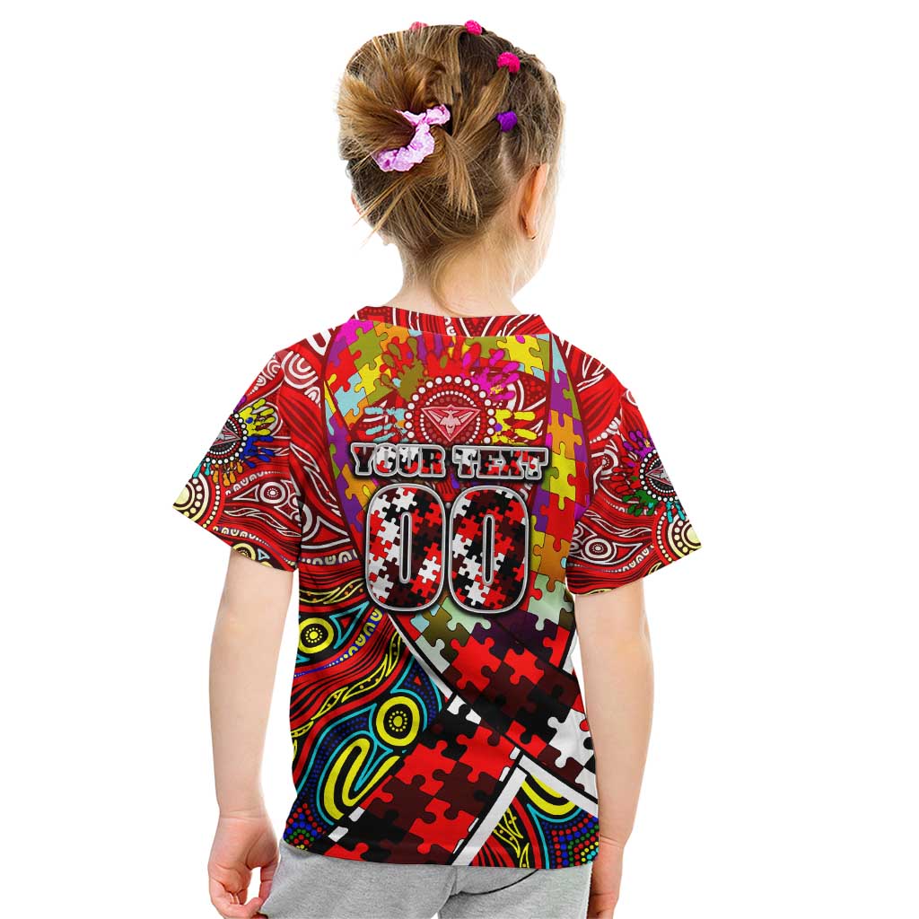 Autism Awareness Australia Essendon Bombers Kid T Shirt Aboriginal Indigenous Art