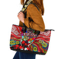 Autism Awareness Australia Essendon Bombers Leather Tote Bag Aboriginal Indigenous Art