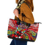 Autism Awareness Australia Essendon Bombers Leather Tote Bag Aboriginal Indigenous Art