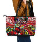 Autism Awareness Australia Essendon Bombers Leather Tote Bag Aboriginal Indigenous Art