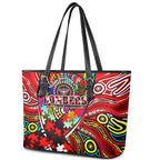 Autism Awareness Australia Essendon Bombers Leather Tote Bag Aboriginal Indigenous Art
