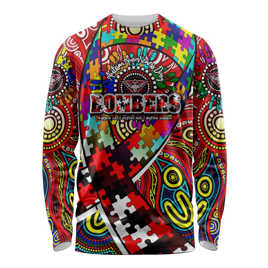 Autism Awareness Australia Essendon Bombers Long Sleeve Shirt Aboriginal Indigenous Art