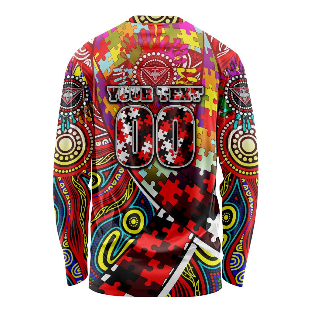 Autism Awareness Australia Essendon Bombers Long Sleeve Shirt Aboriginal Indigenous Art