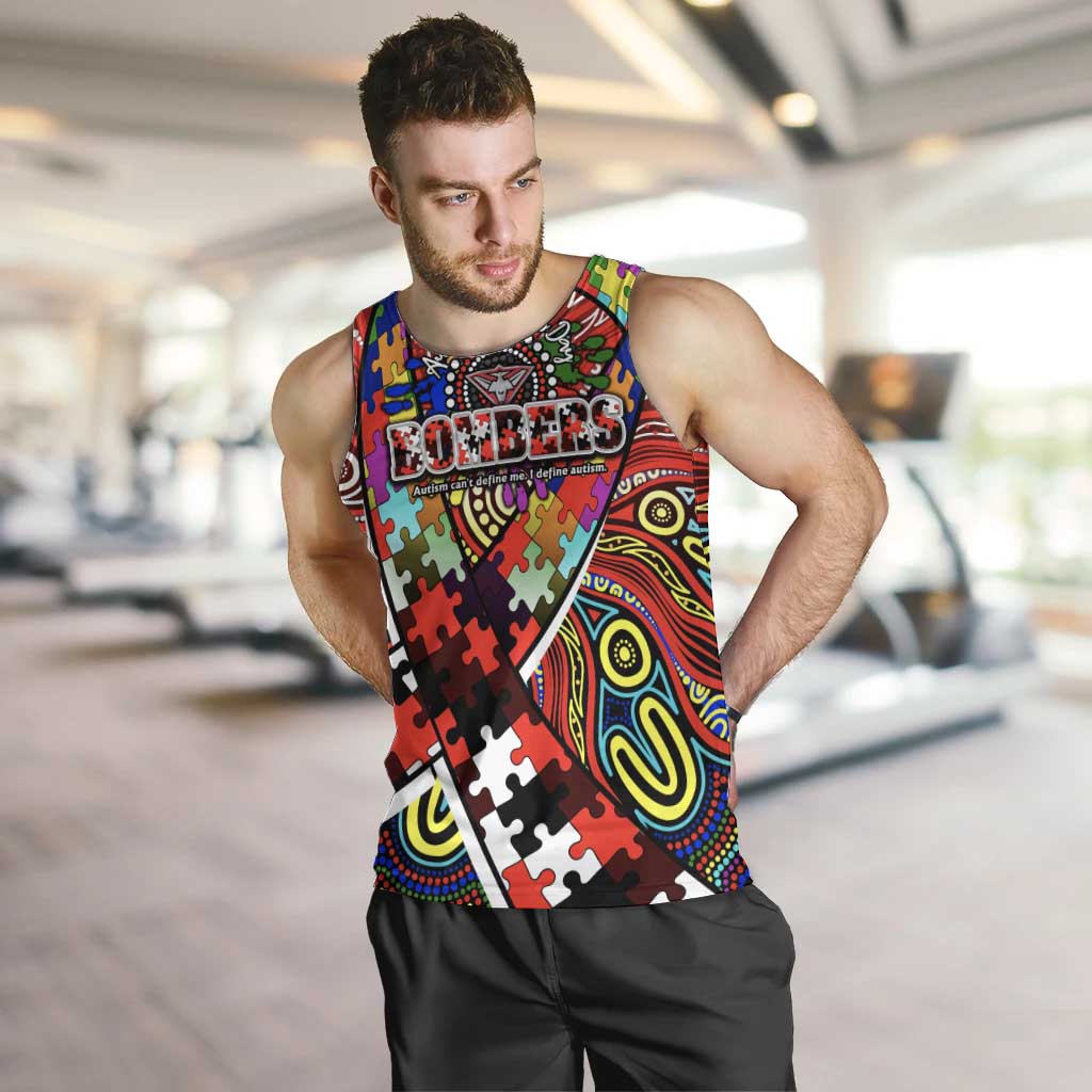 Autism Awareness Australia Essendon Bombers Men Tank Top Aboriginal Indigenous Art