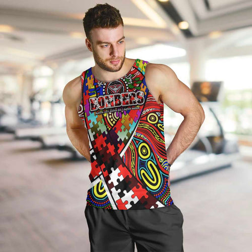 Autism Awareness Australia Essendon Bombers Men Tank Top Aboriginal Indigenous Art