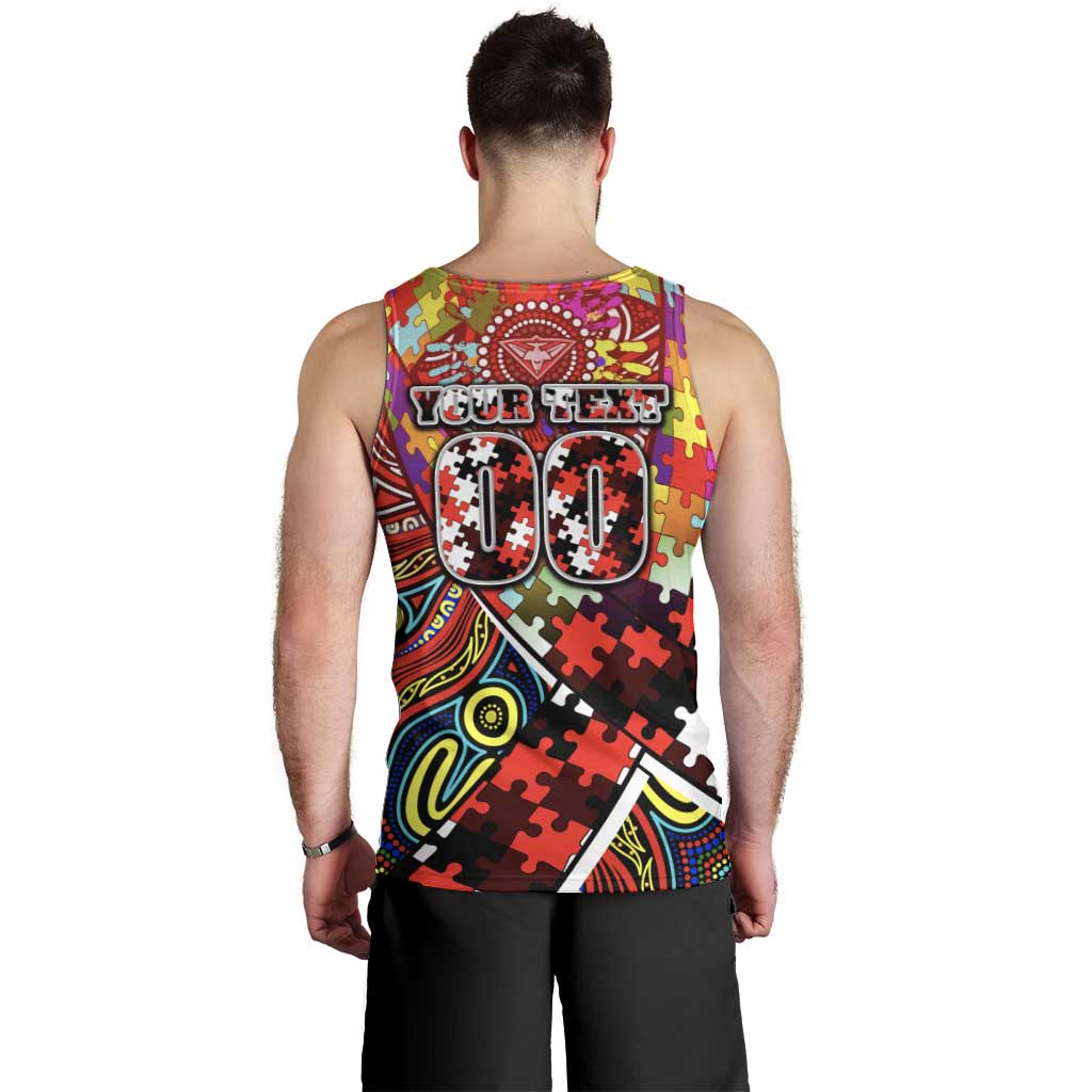 Autism Awareness Australia Essendon Bombers Men Tank Top Aboriginal Indigenous Art