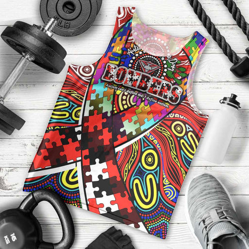 Autism Awareness Australia Essendon Bombers Men Tank Top Aboriginal Indigenous Art