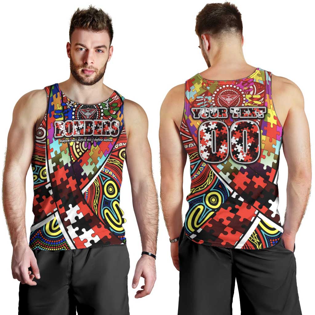 Autism Awareness Australia Essendon Bombers Men Tank Top Aboriginal Indigenous Art