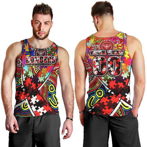 Autism Awareness Australia Essendon Bombers Men Tank Top Aboriginal Indigenous Art