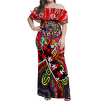 Autism Awareness Australia Essendon Bombers Off Shoulder Maxi Dress Aboriginal Indigenous Art