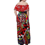 Autism Awareness Australia Essendon Bombers Off Shoulder Maxi Dress Aboriginal Indigenous Art