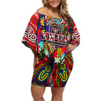 Autism Awareness Australia Essendon Bombers Off Shoulder Short Dress Aboriginal Indigenous Art