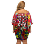 Autism Awareness Australia Essendon Bombers Off Shoulder Short Dress Aboriginal Indigenous Art