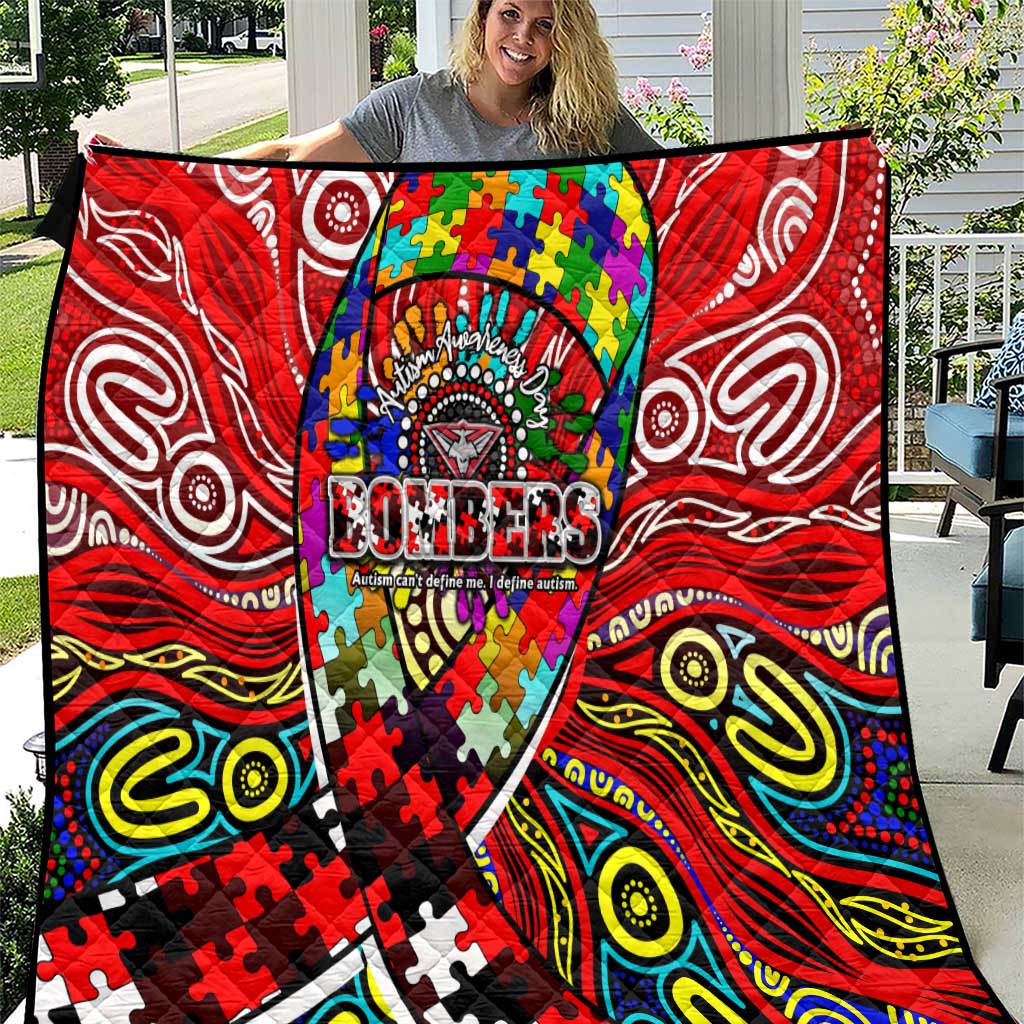 Autism Awareness Australia Essendon Bombers Quilt Aboriginal Indigenous Art