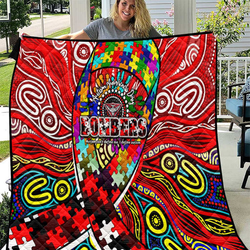 Autism Awareness Australia Essendon Bombers Quilt Aboriginal Indigenous Art