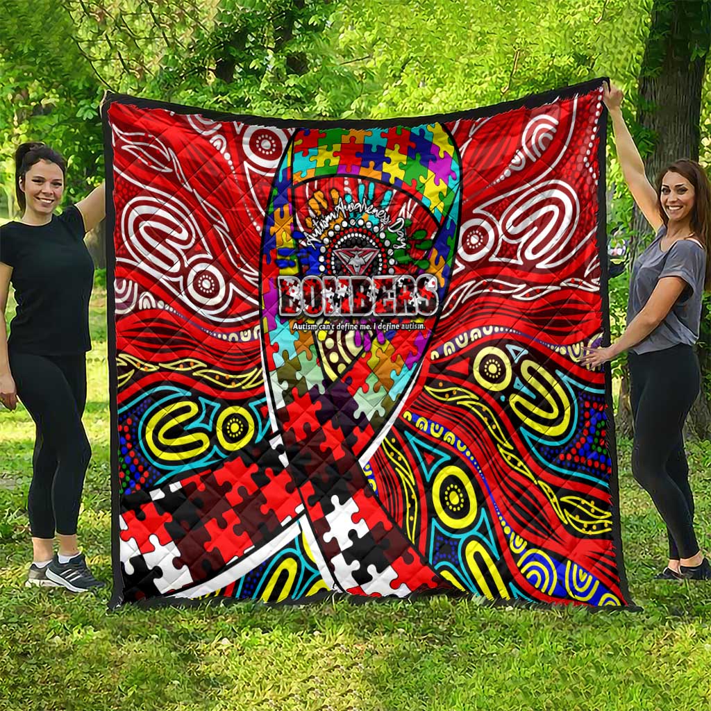 Autism Awareness Australia Essendon Bombers Quilt Aboriginal Indigenous Art