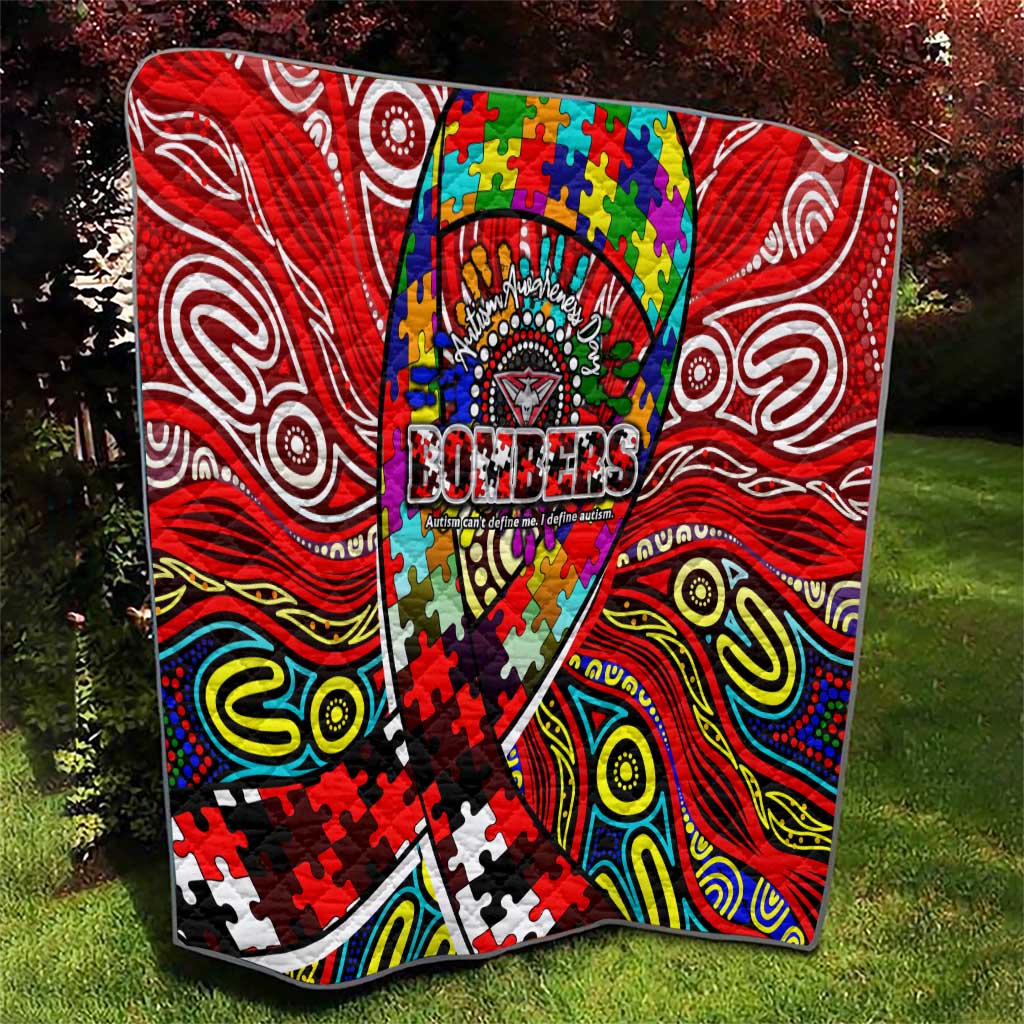 Autism Awareness Australia Essendon Bombers Quilt Aboriginal Indigenous Art