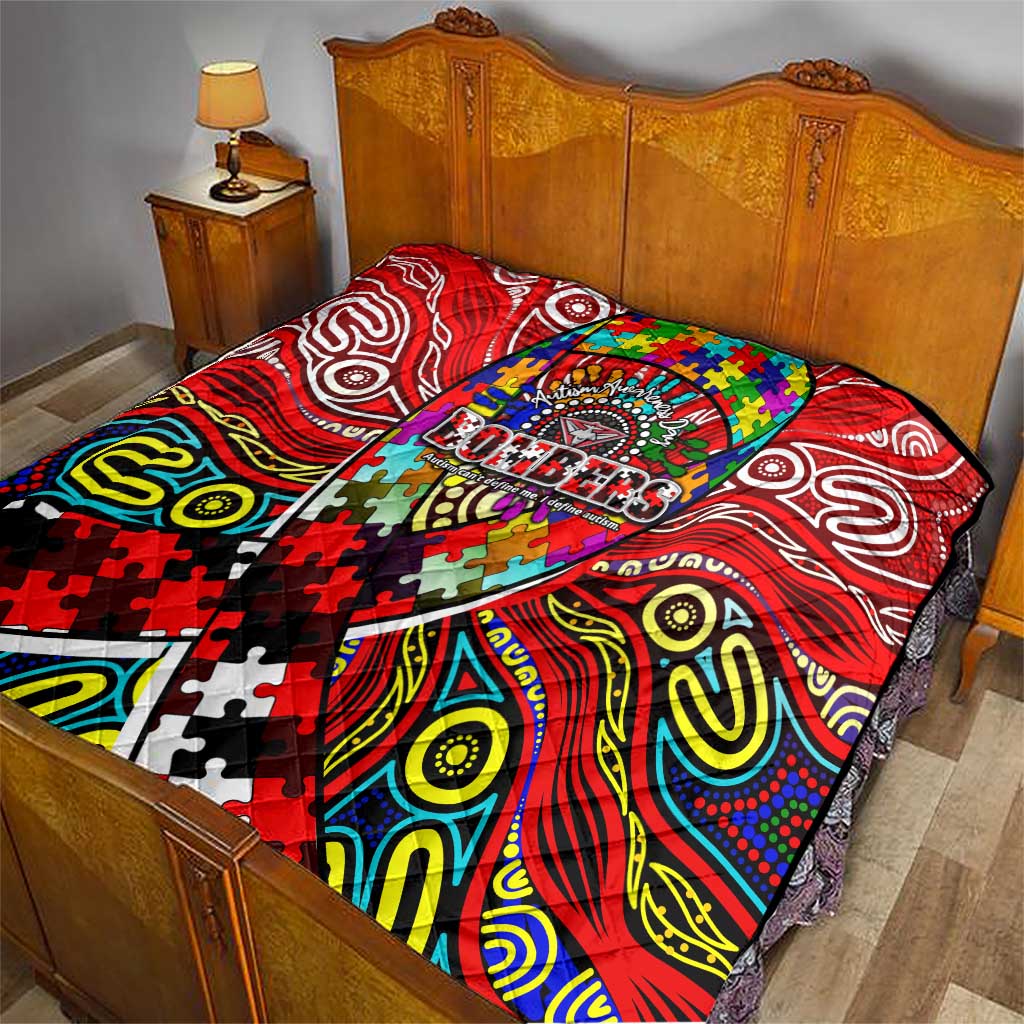 Autism Awareness Australia Essendon Bombers Quilt Aboriginal Indigenous Art